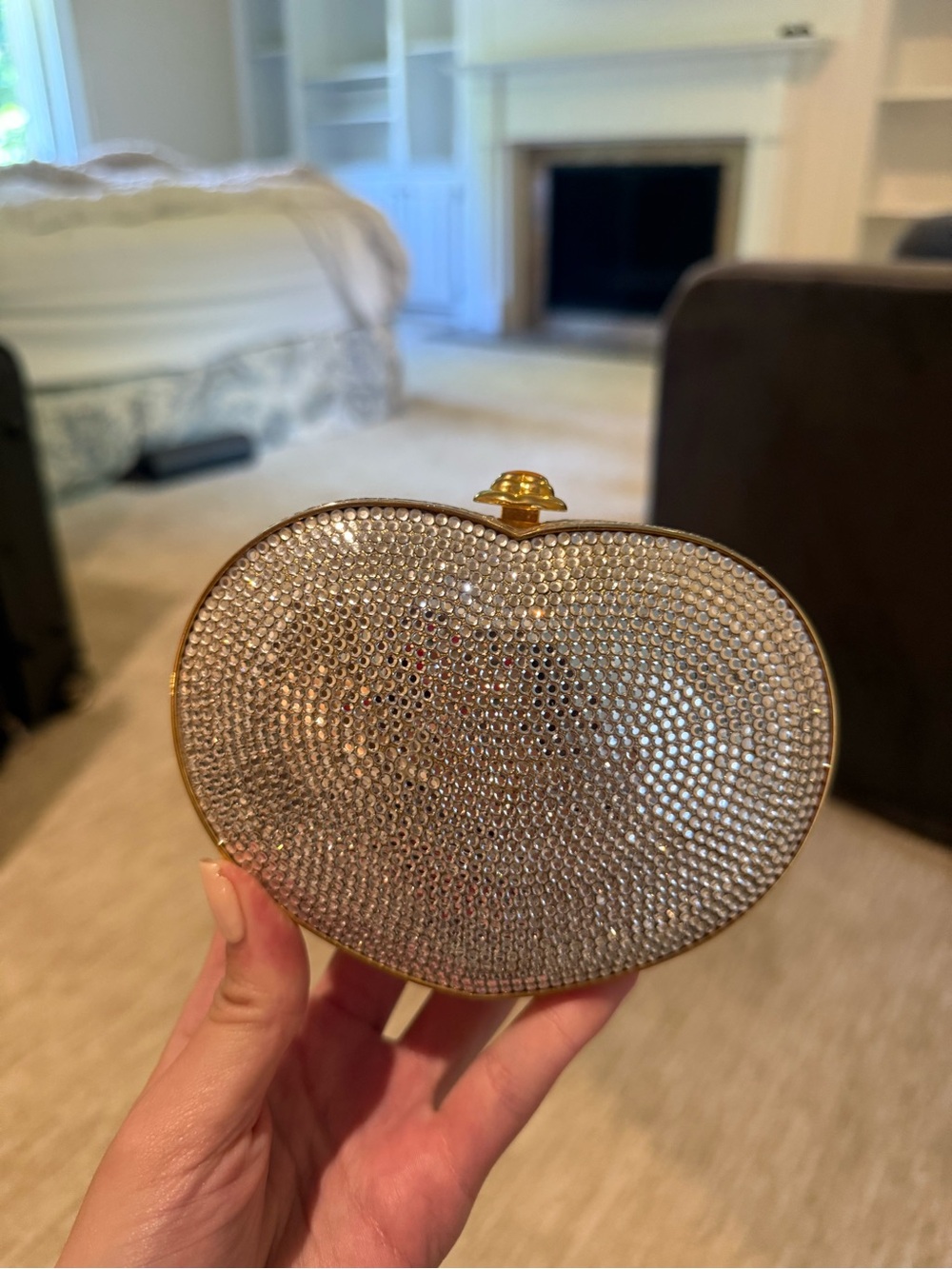 Judith Leiber Crystal Heart Evening Clutch in Silver and Gold